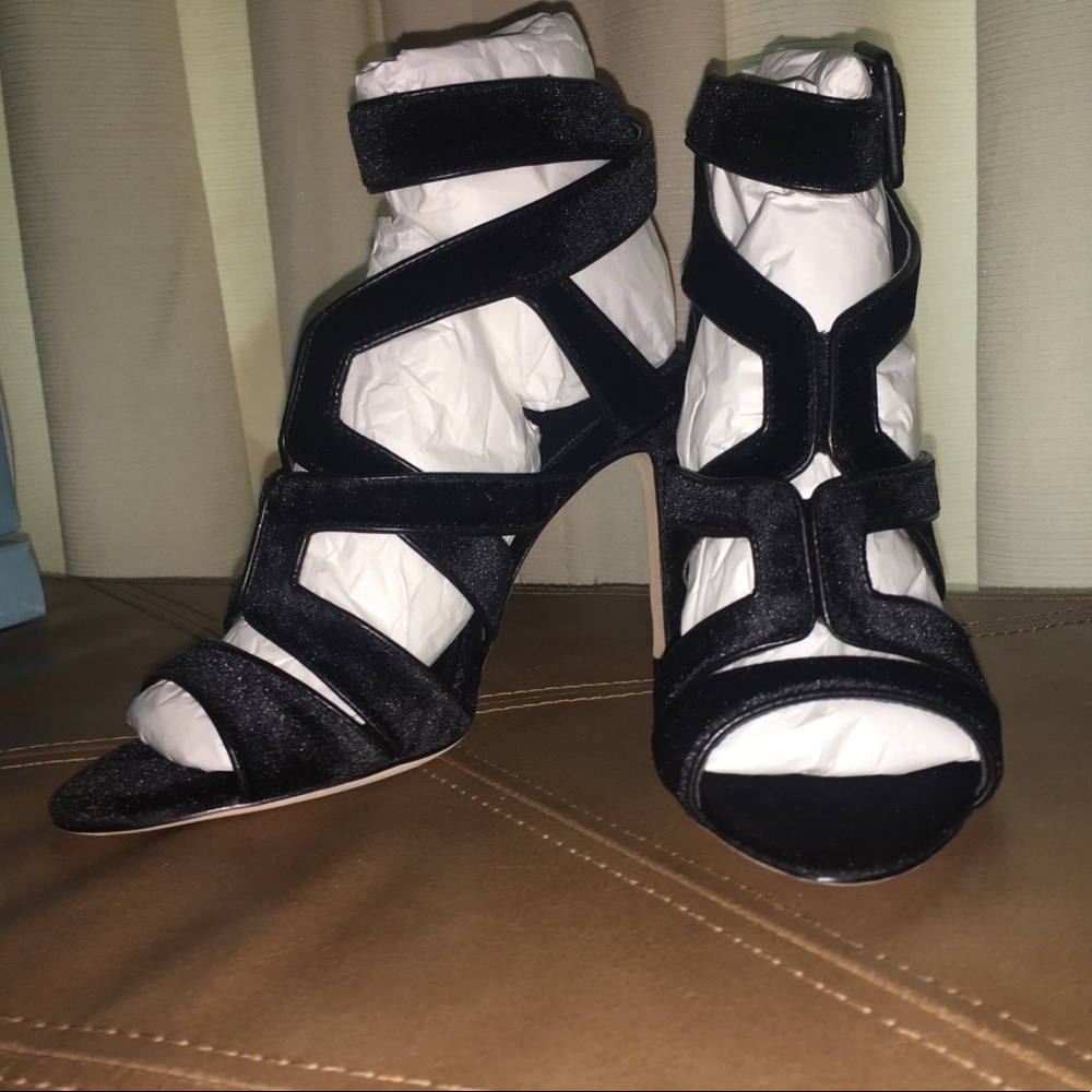 Black Velvet Antonio Melani Strappy Heels